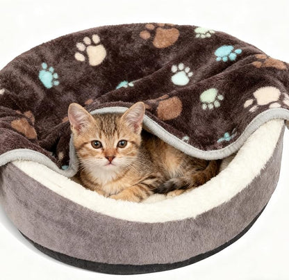 12 Pcs Small Dog Blanket Fleece Puppy Blankets Washable Pet Blankets for Cats Soft Flannel Paw Printed Throw for Guinea Pig Indoor Kittens Doggie (23 X 16 Inch,Dark Gray)