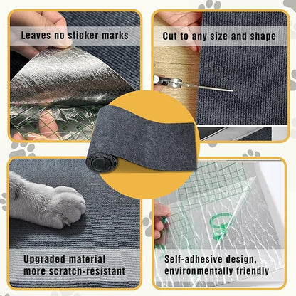 Cat Scratch Mat, 3PCS 39.4"x11.9" DIY Trimmable Self-Adhesive Cats Scratching Mat, Couch Protector from Cats Claw, Cat Scratch Furniture Protector Or Couch Protector (Dark Gray)