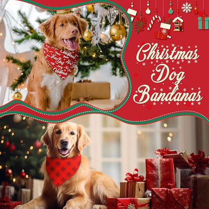 Chunful 100 Pieces Christmas Dog Bandanas Bulk Red and White Xmas Bandanas for Dogs Triangle Scarf Bib Kerchief Set for Small Medium Large Doggie Christmas Costume Decor(31.5 x 21.7 x 21.7)