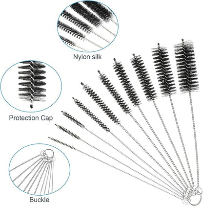 12 Pieces Tube Cleaning Brush Aquarium Filter Nylon Tube Brush Set Flexible Double-Ended Hose Pipe Cleaning Stainless Steel for Fish Tank, Kitchen, Glasses, Drinking Straws, Keyboard