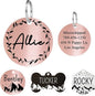 Ultra Joys Stainless Steel Dog Nametag - Personalized Engraving on Front and Back, Customized Cat Tag, Round Vince Design 2, Rose Large