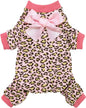 Fitwarm Leopard Dog Pajamas, Fleece Dog Clothes for Small Dogs Girl with Legs, Pet Onesie, Cat Outfit, Pink, Medium
