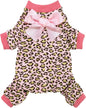 Fitwarm Leopard Dog Pajamas, Fleece Dog Clothes for Small Dogs Girl with Legs, Pet Onesie, Cat Outfit, Pink, XL