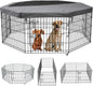 PETIME Foldable Metal Dog Exercise Pen/Pet Puppy Playpen Kennels Yard Fence Indoor/Outdoor 8 Panel 24" W x 30" H with Top Cover (with top Cover, 8 Panels 30" H)