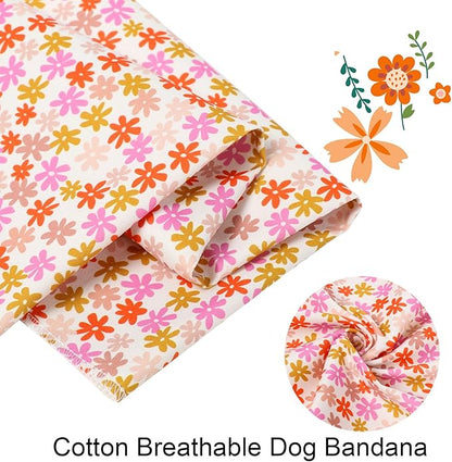 ARING PET Floral Dog Bandana, Spring Summer Daisy Flower Girl Pet Bandana Scarf Triangle Bibs for Puppy Small Medium Large Dogs-L