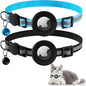 Vanjua 2 Pack Airtag Cat Collar Breakaway with Bell, Reflective Kitten Collar with Air Tag Cat Collar Holder Case for Girl Boy Cats, Pet Supplies Accessories (Black A+Blue A)