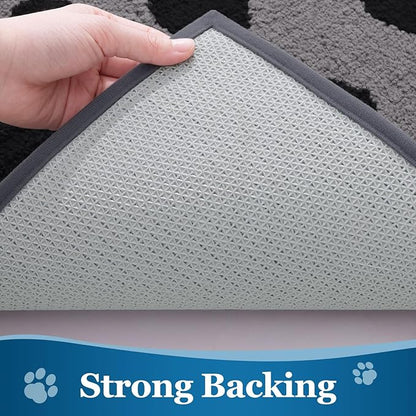 Buganda Dog Door Mat for Muddy Paws, Absorbent Dirt Trapper Washable Indoor Doormats, Non Slip Low-Profile Mud Mat for Dogs, Front Entrance Doormat for Inside Floor (36x24 Inches, Grey)
