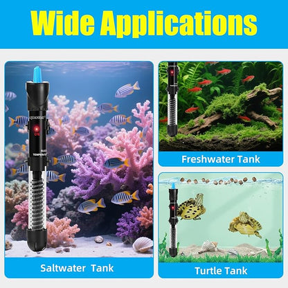 AQUANEAT Aquarium Heater, 300W Fish Tank Heater, Adjustable Submersible Water Thermostat with Thermometer
