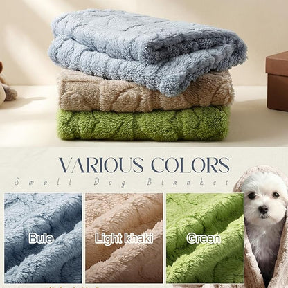 Tegeme 3 Pcs Small Dog Blanket 280 GSM Washable Pet Bed Cover Soft Fluffy Puppy Blanket 3D Textured Heart Checkered Pattern Fleece Soft Cat Plush Pet Throws for Kitten Doggy(Vibrant Colors,20"×30")