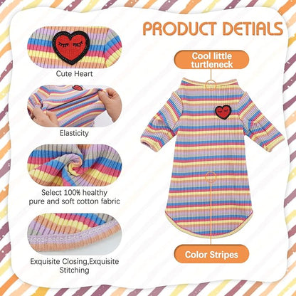 DENTRUN Hairless Cats Shirt Breathable Cat Daily Wear Clothes Stripe Vest Adorable Pajamas Jumpsuit Soft & Skin-Friendly