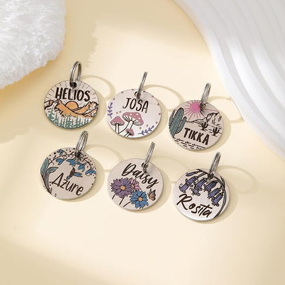 MYXGY Colorful Dog Tags Personalized, Engraved Dog Tags with Colored Printing for Pets, Customizable Cat Collar Holder Tag (Mushroom)