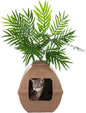 Good Pet Stuff Hidden Litter Box Planter, Decorative Cat Litter Enclosure with Carbon Filter, Artificial Plant, Easy Clean, Indoor Design, Courtyard Square Style, Base Kit, Mocha Brown