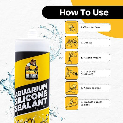 Aquarium Silicone Sealant Black 2x10.14 Fl oz Cartridge - Aquarium Safe Silicone for Fish & Plants | 100% Waterproof, Premium, Non-Toxic, Solvent Free, Strong Bond, Fast Curing (2 Pack)