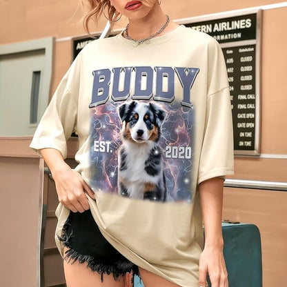 JIX & JOKY Custom Your Own Bootleg Rap Shirts with Dog Faces Custom Pet Shirt for Men Graphic Tshirt Gift Idea for Pet Lovers