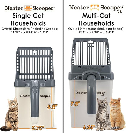 Neater Pet Brands Neater Scooper Standard Cat Litter Scoop, 60 Refill Bags – Mess-Free Cat Litter Scooper with Bag, Spill-Proof Kitty Box Sifter, Bin Doubles as Scoop Holder, For Single-Cat Households