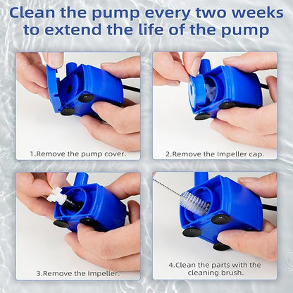 IP68 DR-DC160 submersible water pump Cat Water Fountain Pump for Tritone Ceramic, Stainless Steel, Round Flower Cap Cat Fountains, Automatic Pet Water Dispenser Replacement Pump (With LED)