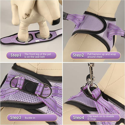 YIMEIS Dog Harness and Leash Set, No Pull Soft Mesh Pet Harness, Reflective Adjustable Puppy Vest for Small Medium Large Dogs, Cats (Taro Purple, Small (Pack of 1)
