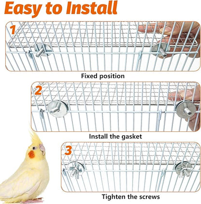 BNOSDM 2 Pack Bird Perch Platform Stainless Steel Birds Perches Parrot Shelf Training Stand Small Animals Cage Accessories for Parakeets, Budgies, Conures, Cockatiels, Lovebirds (Extra-Large Size)