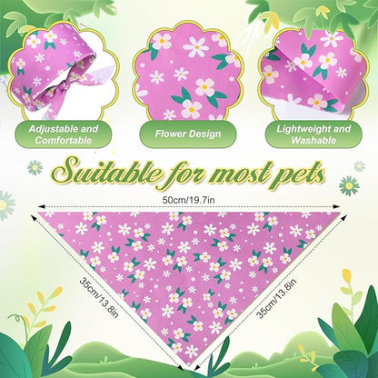 Weewooday 50 Pcs Spring Dog Bandanas Bulk for Dogs Soft Bibs Adjustable Triangle pet Bandana for Small Medium Large Costume(Floral Pattern, 19.7 x 13.8 x 13.8 Inch)