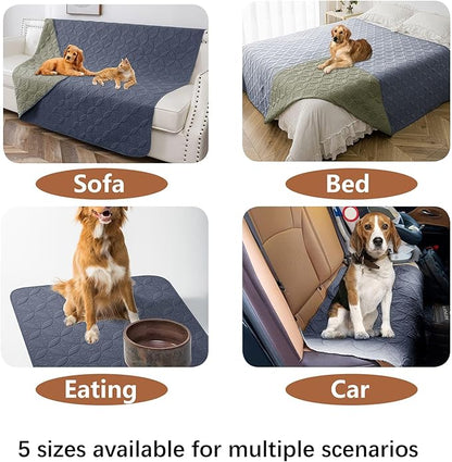 Waterproof Dog Blanket, 82x102 inches Pet Couch Covers for Sofa, Bed Furniture Protector from Dogs Washable and Reversible-Blue+Green
