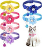6 PCS Flower Kitten Collar with Bell, Adjustable Cute Cat Collar with Rhinestone for Female, Breakaway Small Kitten Collars, 6 Colors