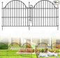 Decorative Metal Garden Fence with Gate Lock 10 Panels, 24in (H) x 20ft (L) No Dig Dog Fence Outdoor for Yard, Temporary Rustproof Metal Wire Rabbit Dog Garden Border Fencing for Patio