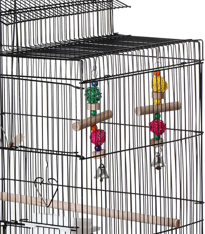39-Inch Roof Top Bird Cage Large Flight Parrot Cage w/Toys for Small Quaker Cockatiel Sun Conure Parakeet Finch Green Cheek Conure Budgie Lovebird