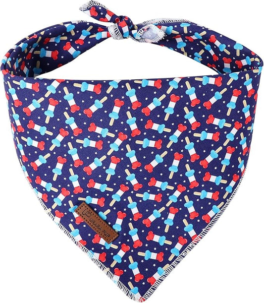 4th of July Dog Bandana, Patriotic Bandana for Small Medium Dog, Cute Patriotic Puppy Bandana, Cotton American Flag Pet Triangle Bid Scarf Kerchief for Girl Boy Dogs or Cats