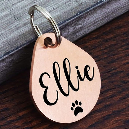 Ultra Joys Dog ID Tag, Custom Dog Tag Personalized Cat Tag, Pet ID Tag, Brushed Stainless Steel Teardrop Dog Tag Rose Gold Large