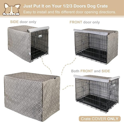 Explore Land Pattern Dog Crate Cover for 42 Inches Wire Cage, Heavy-Duty Polyester 1 2 3 Doors Standard Metal Pet Kennel Enclosure (Vintage Violet)