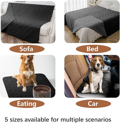 Waterproof Dog Blanket, 82x102 inches Pet Couch Covers for Sofa, Bed Furniture Protector from Dogs Washable and Reversible-Black+Darkgrey