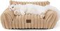 Bedsure ComfyFleece™ Cute Cat Couch for Pets - As Seen on TV on Good Day New York, Fuzzy Cats beds for Indoor Cats with Removable Washable Cover, Supportive Pet Sofa, 24inch, Sandy Beige