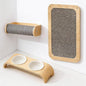 Cat Wall Shelves for Cat Wall Steps, Perch, Ladder, Wooden Floating Modern Mounted Space Saving Furniture with Scratching Cushion Removal Cover for Climbing, Jumping and Sleeping(Feeding Bowl Set)