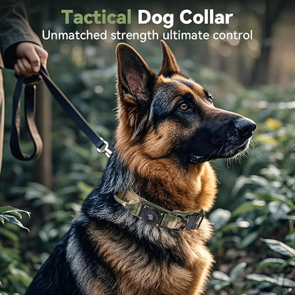2026 Upgrade Waterproof AirTag Dog Collar, Military Tactical Dog Collar with AirTag Holder, Comfortable Control Handle and Metal Buckle, GPS Dog Collar Holder for Medium to Large Dogs (Camouflage,L)