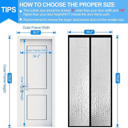RELIANCER Magnetic Thermal Insulated Door Curtain,Waterproof EVA Door Cover,Fit Doors Size Up to 34"x78",Temperature Protection Insulated Doorway Curtain Partition,Patio Self-Closing Doors Net Screen