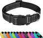 Reflective Dog Collar, Adjustable Soft Neoprene Padded Nylon Pet Collars with Buckle for Puppy and Small Dogs, Cats, Black,XS