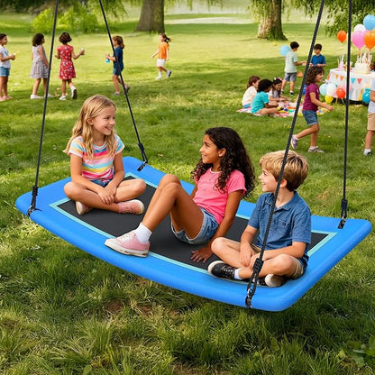 Trekassy 700lb Giant 60" Skycurve Platform Tree Swing for Kids and Adults with 2 Hanging Straps-Blue