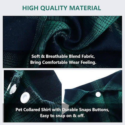 Koneseve Dog Shirt Pet Plaid Clothes T-Shirt Sweater Matching Breathable for Large Dog Adorable Casual Cozy Halloween Thanksgiving Christmas Costumes (Green; 5XL)