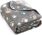 Allisandro Super Soft and Premium Fuzzy Flannel Fleece Pet Dog Blanket, The Cute Print Design Washable Fluffy Blanket for Puppy Cat Kitten Indoor Outdoor, Grey, 32 x 24 Inches