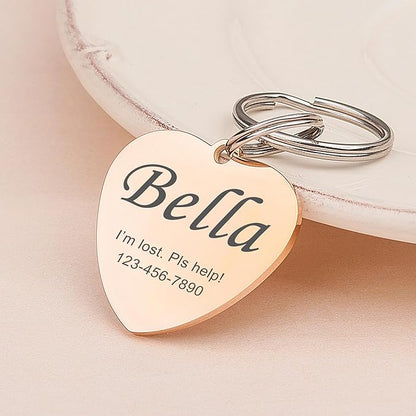 Anavia Personalized Pet ID Tags, Stainless Steel Glossy Laser Engraved Dog Cat Collar Name Tags, Multiple Colors Shapes Sizes (Heart, Small)