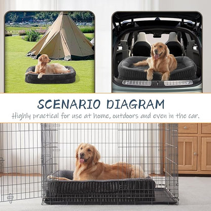 Orthopedic Dog Bed for Extra Large Dogs Breeds, High Density Egg Crate Foam Dog Sofa Beds,Oval Kennel Bed, Pet Couch Bed with Four Sided Bolster, Removable Washable Cover& Non-Slip Bottom