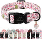 Christmas Dog Collar for Giant Large Dogs - Cute Santa Print Pink Christmas Collars for Dogs, Soft Adjustable Winter Holiday Dog Collars with Quick Release Buckle XL