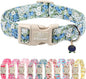 Blueberry Pattern Dog Collar, Cute Light Blue Spring Summer Puppy Collar - Soft Adjustable Designer Dog Collars for Small Medium Large Dogs M