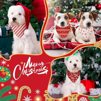 Abbylike 50 Pcs Valentines Day Dog Bandanas Bulk Red and White Polka Dots Stripes Bandanas for Dogs Triangle Kerchief Bibs Scarf for Pet Romantic Costume Photo Props Accessories(19.7 x 13.8 x 13.8)