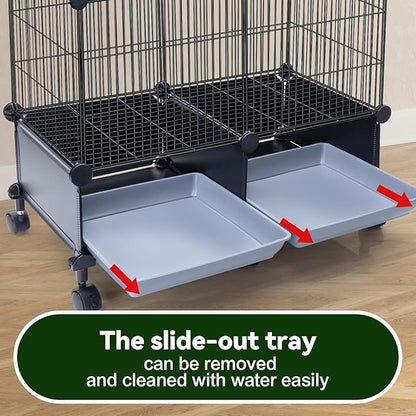 Upgraded Encrypted 46-Inch Bird Cage, with Wooden Perches, Metal Parakeet Cage with Slide-Out Tray, Water Bottle&Feeder, Bird Cages for Parrot,Parakeets,Cockatiel,Lovebird,Small Mid-Sized Birds