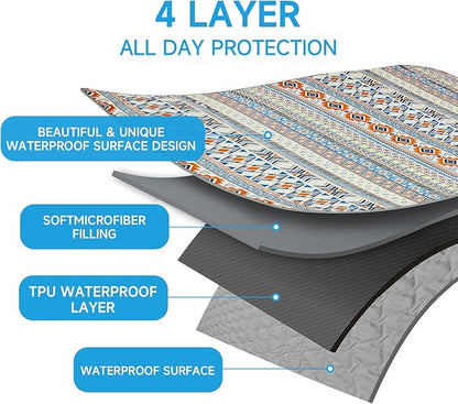 Waterproof Dog Blanket, Bohemian Dog Bed Cover Pet Blanket, Reversible Sofa Couch Cover for Dogs Washable, Protect Furniture Bed Couch Sofa for Puppy Cat (Blue Medallion, 30×70 Inch)
