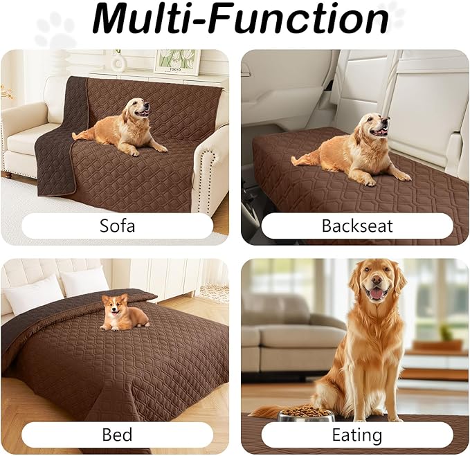 hyha Waterproof Dog Bed Blanket, Soft Pet Blankets, Waterproof Couch Cover for Dogs, Reversible Sofa Covers Washable for Furniture (30x70 Inch, Brown/Chocolate)