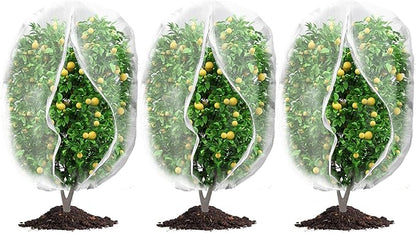 3Pcs Plant Covers from Insects, Bird Netting Barrier for Blueberry Bushes with Drawstring Zipper Mesh Garden Netting Fruit Tree Bags Plants Net Cage for Protect Tomato Vegetable Citrus, 3.3×5Ft