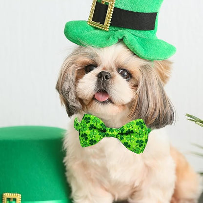 St. Patrick Day Dog Collar Adjustable Puppy Collar with Clover Pattern, Cute Pet Accessories for Small Medium Large Dogs