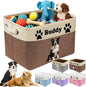 Personalized Dog Cat Toy Storage Basket with Photo & Name, Custom Collapsible Pet Organizer Bin with Handles for Toys, Clothes, Blankets & Pet Supplies